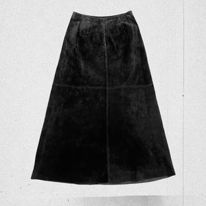 Vintage 90s Danier Black Suede Maxi Skirt